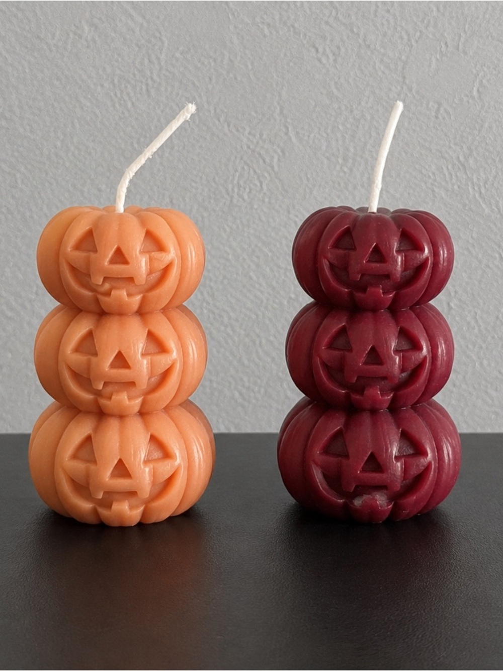 Handmade Jack O Lantern Pumpkin Candle Set of 2 Halloween Fall Decor